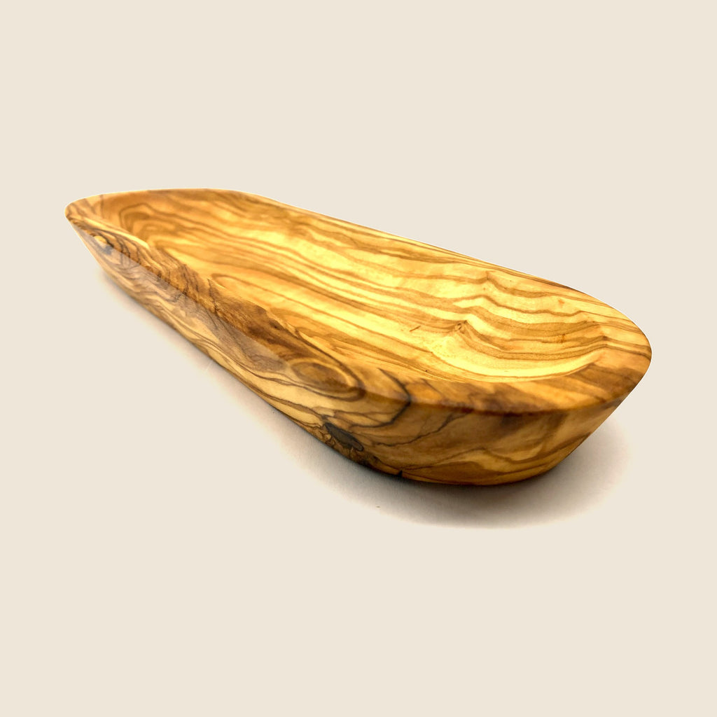 Baguette- & Olivenschale aus Olivenholz