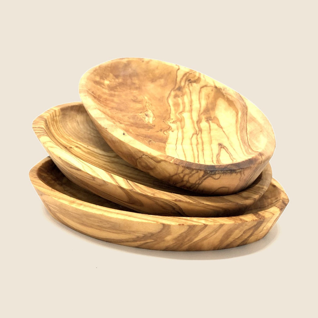 3er Set Schälchen OVAL (klein, mittel, groß) aus Olivenholz