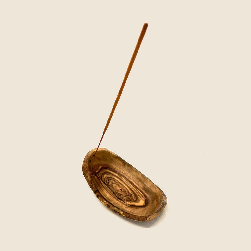 Räucherschale oval rustikal 16 cm aus Olivenholz