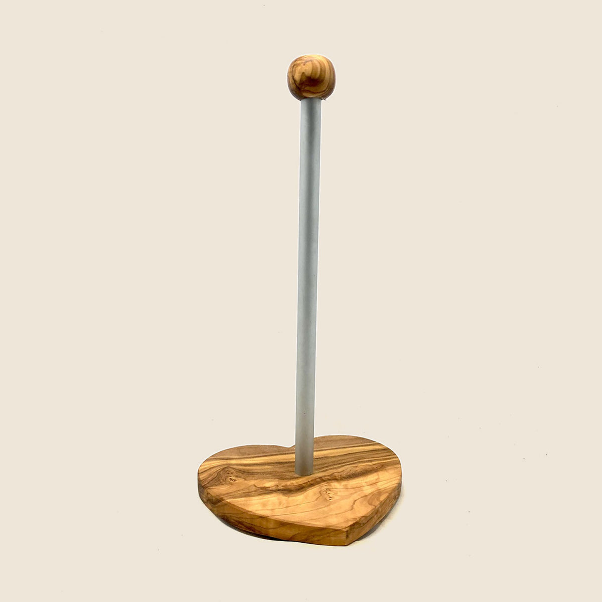 WC-Rollenhalter KLASSIK mit Sockel in Herzform aus Olivenholz