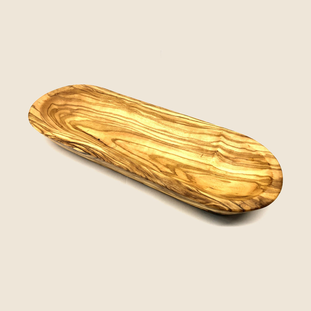 Baguette- & Olivenschale aus Olivenholz