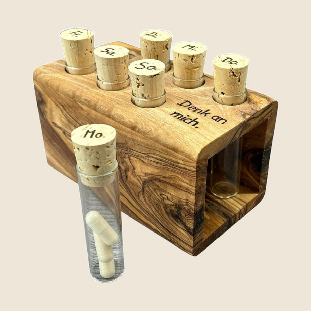 Tablettenbox "Seven Days" aus Olivenholz
