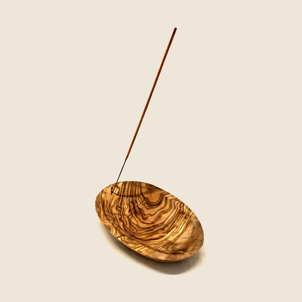 Räucherschale oval glatt 16 cm aus Olivenholz