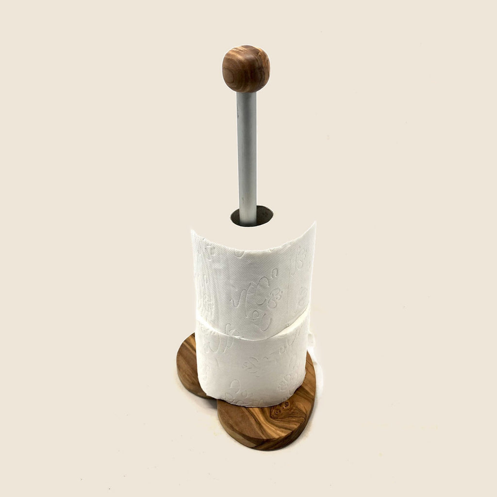 WC-Rollenhalter KLASSIK mit Sockel in Herzform aus Olivenholz