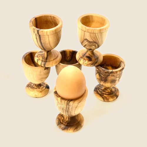 6er Set Eierbecher gedrechselt aus Olivenholz