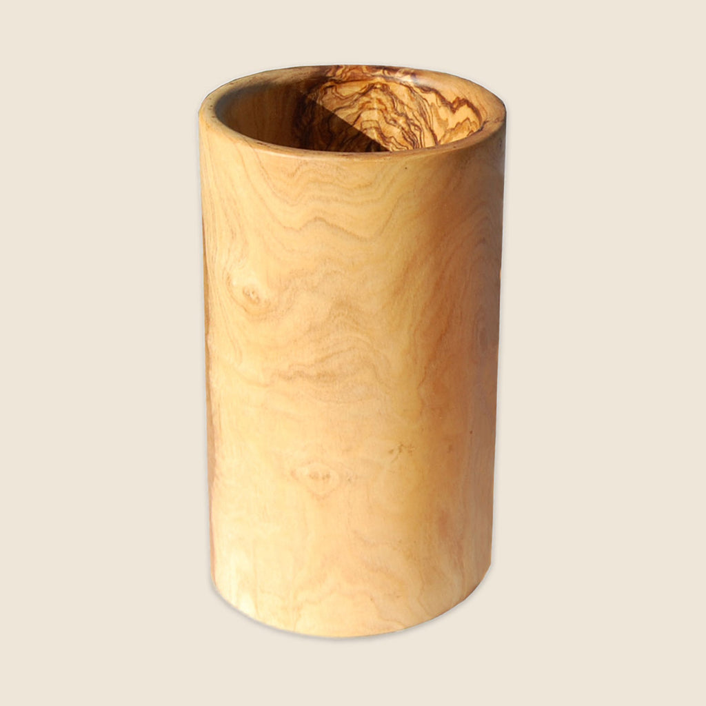 Utensilienbecher RUND aus Olivenholz