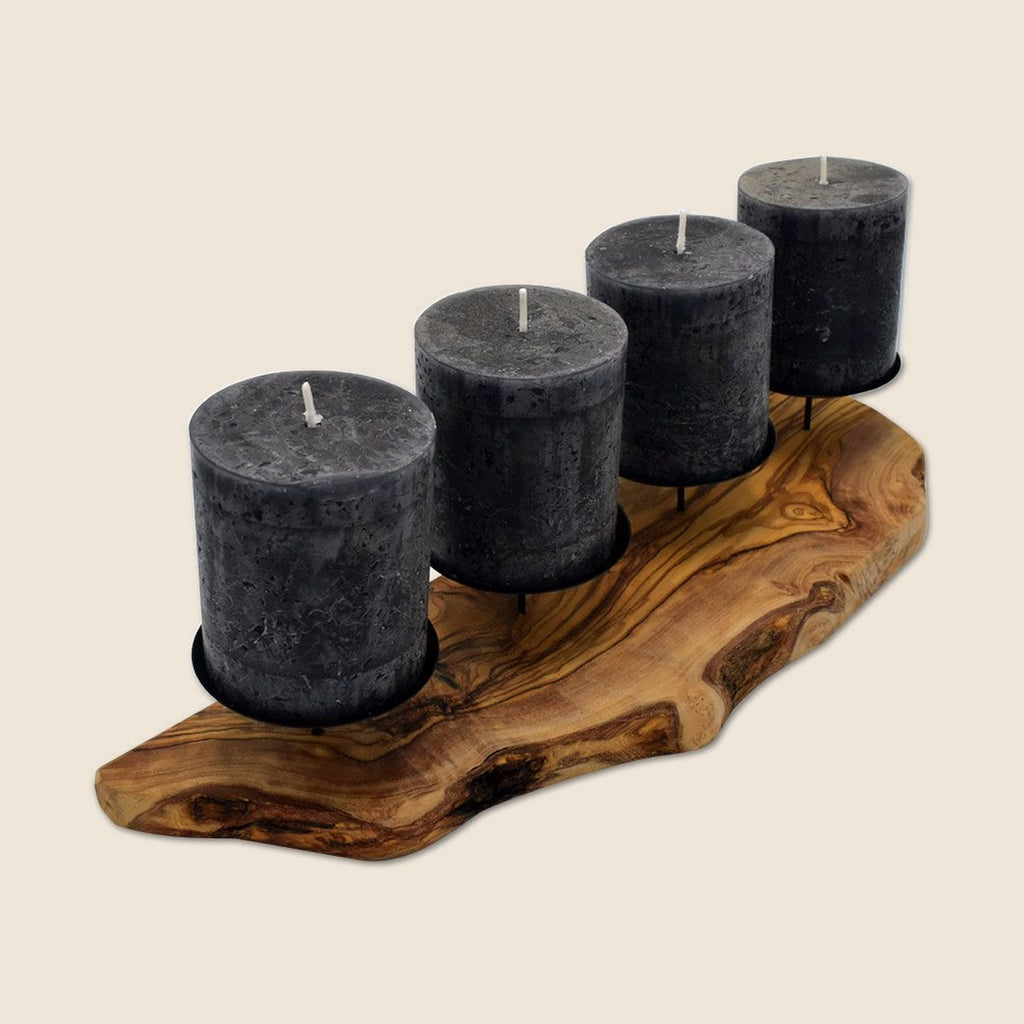 4er Kerzenhalter ADVENT aus Olivenholz