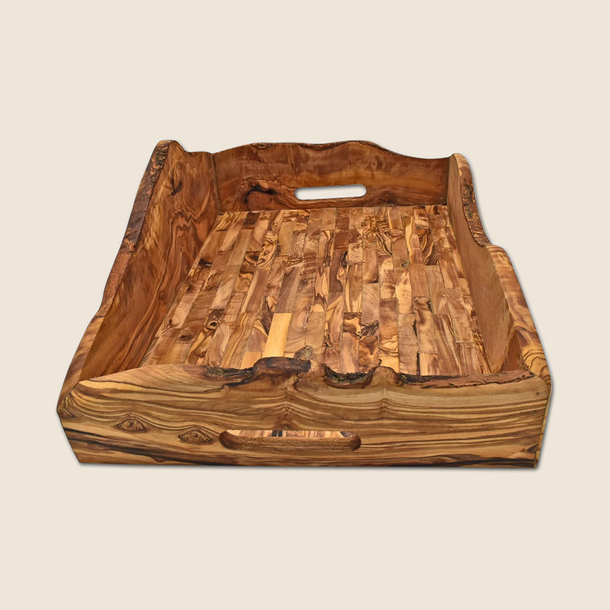 Tablett zum Servieren aus Olivenholz rustikal ca. 40 x 30 cm