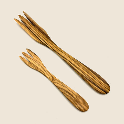 3-zackige Gabel aus Olivenholz (L20 cm)