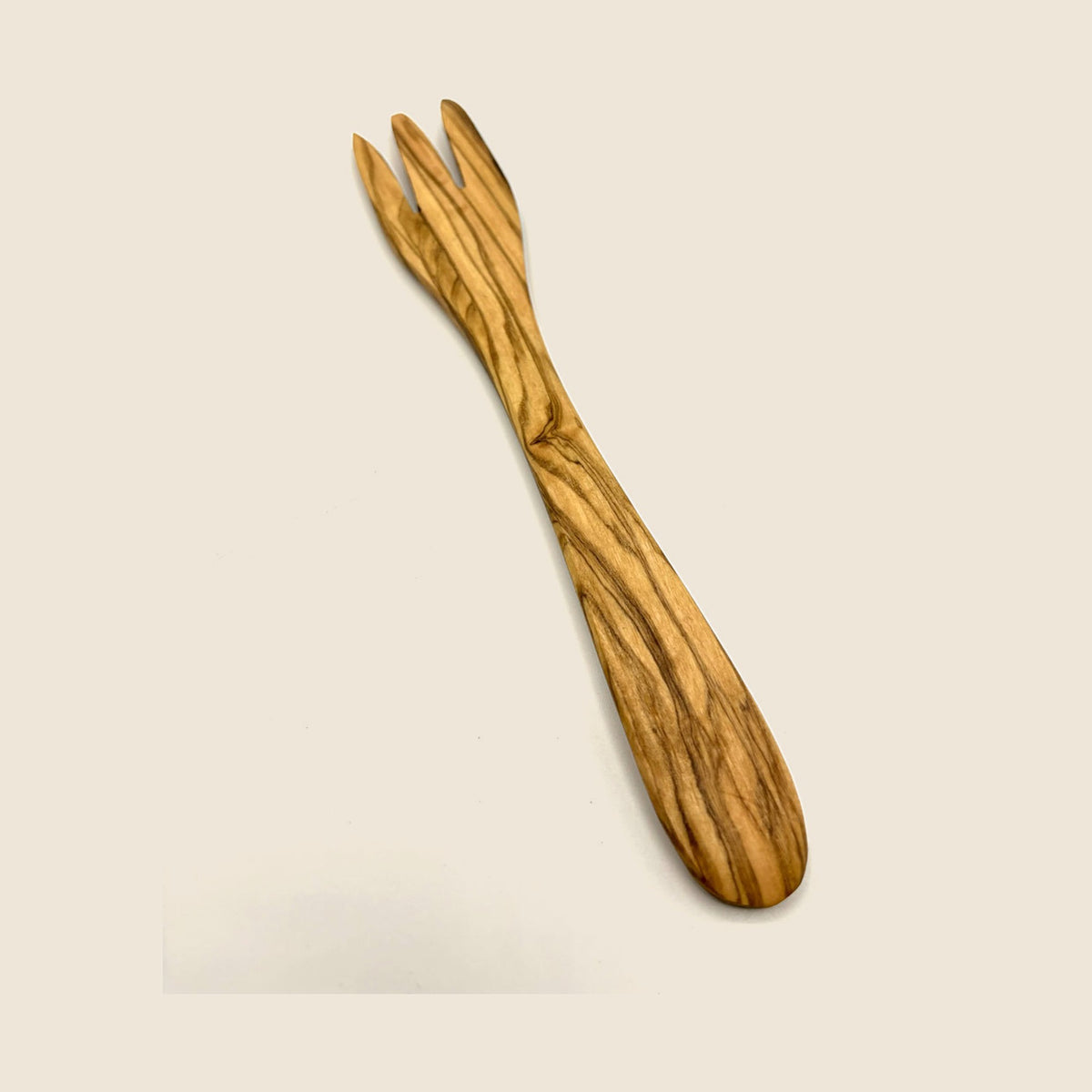 3-zackige Gabel aus Olivenholz (L20 cm)
