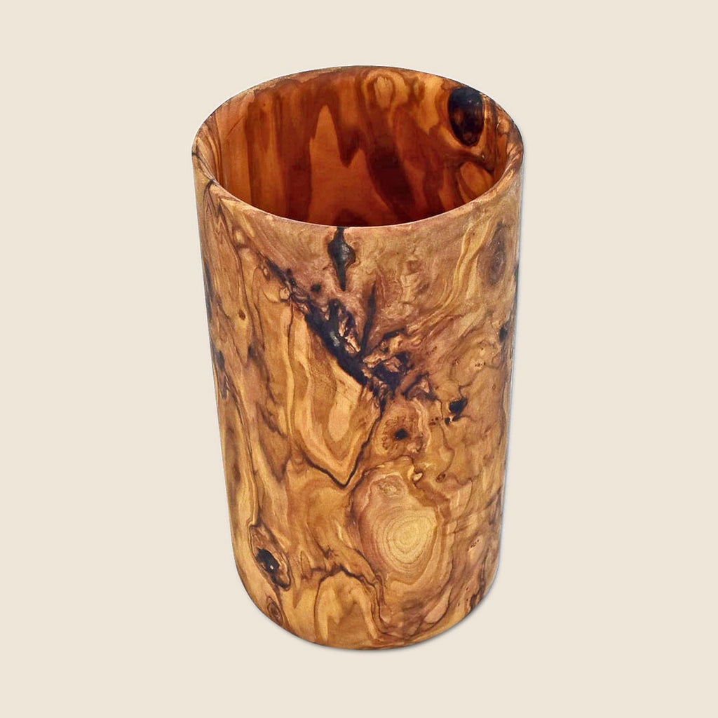 Utensilienbecher RUND aus Olivenholz