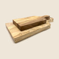 2er Set Schneidebrett mit Griff 30 cm + 23 cm aus Olivenholz