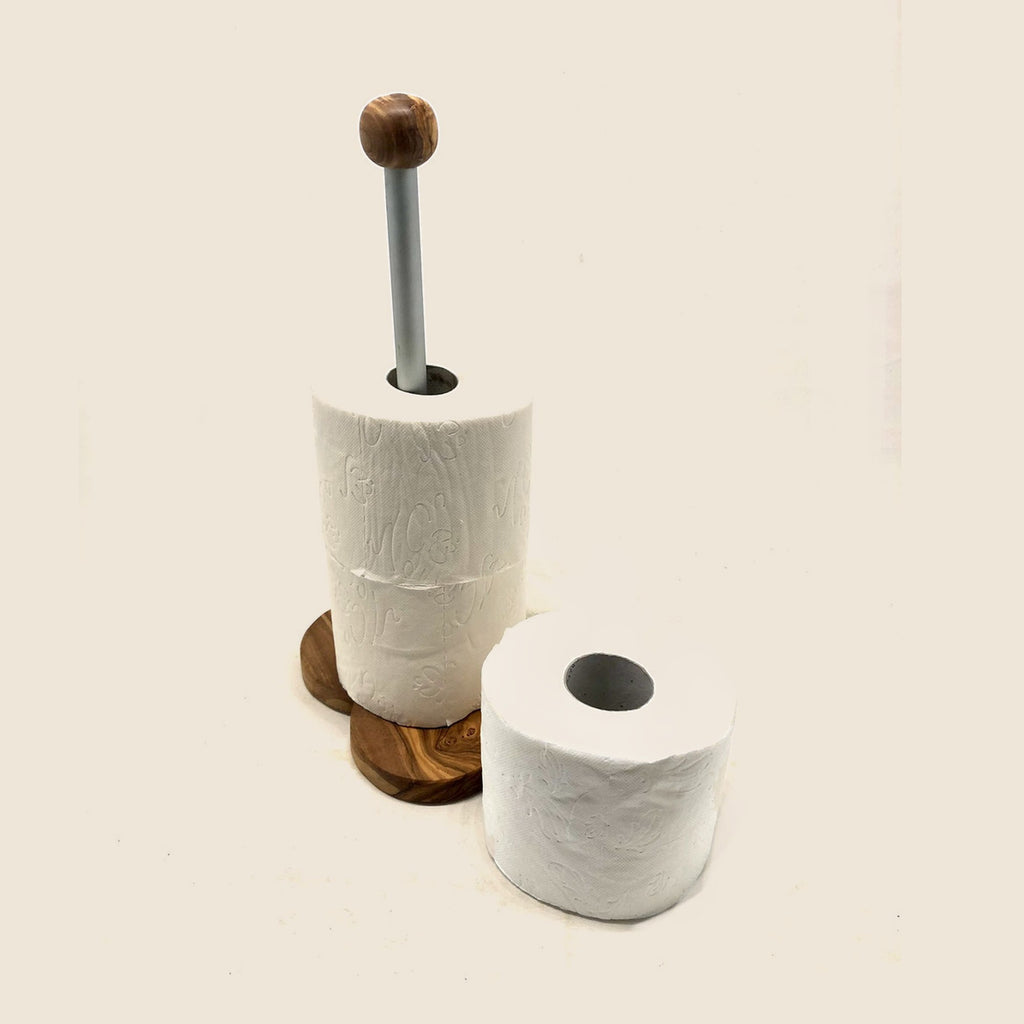 WC-Rollenhalter KLASSIK mit Sockel in Herzform aus Olivenholz