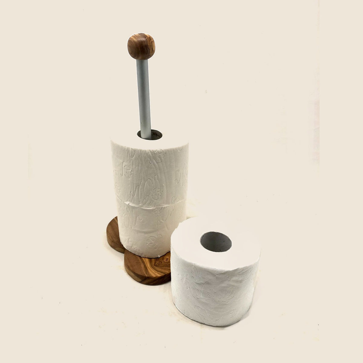 WC-Rollenhalter KLASSIK mit Sockel in Herzform aus Olivenholz
