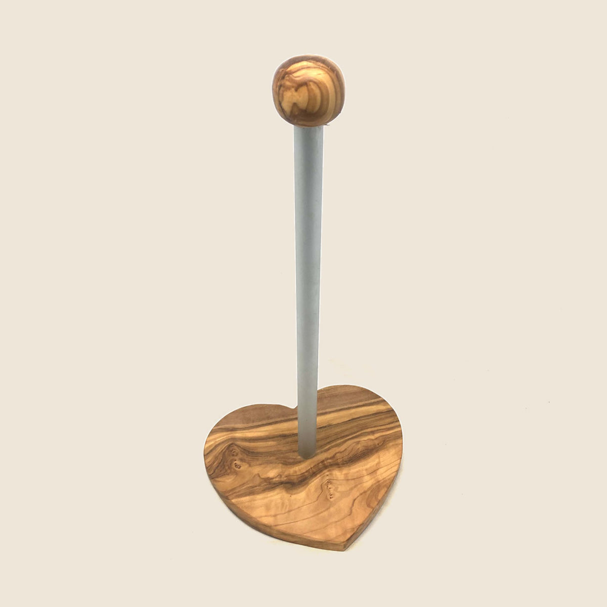 WC-Rollenhalter KLASSIK mit Sockel in Herzform aus Olivenholz