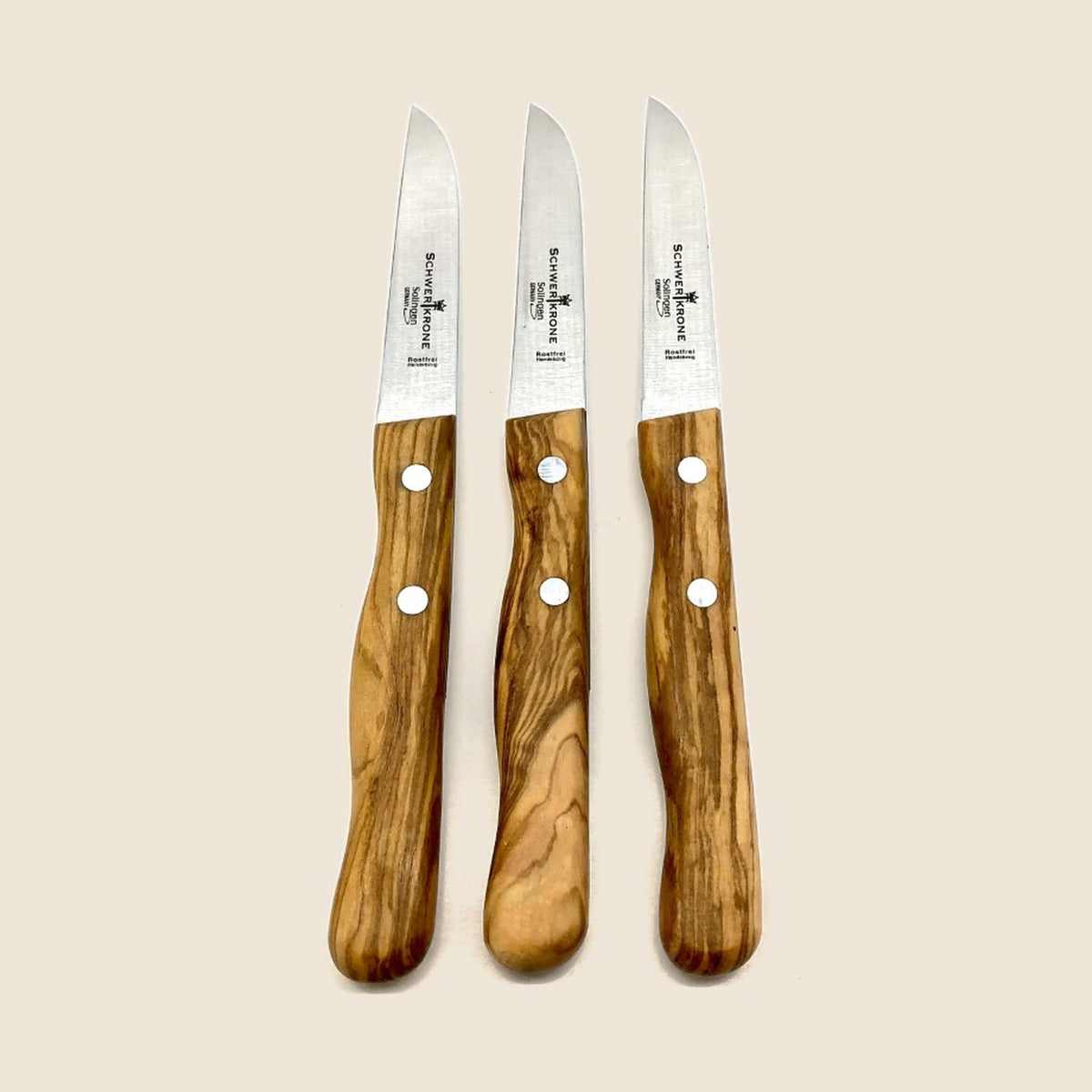 Gemüse-/Schälmesser mit GERADER Klinge und Olivenholzgriff