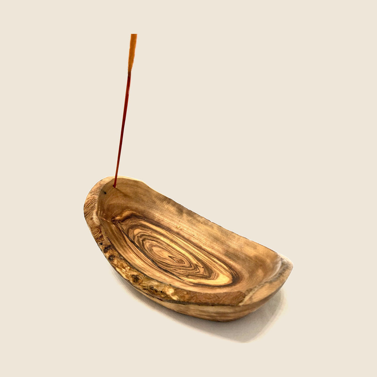 Räucherschale oval rustikal 16 cm aus Olivenholz